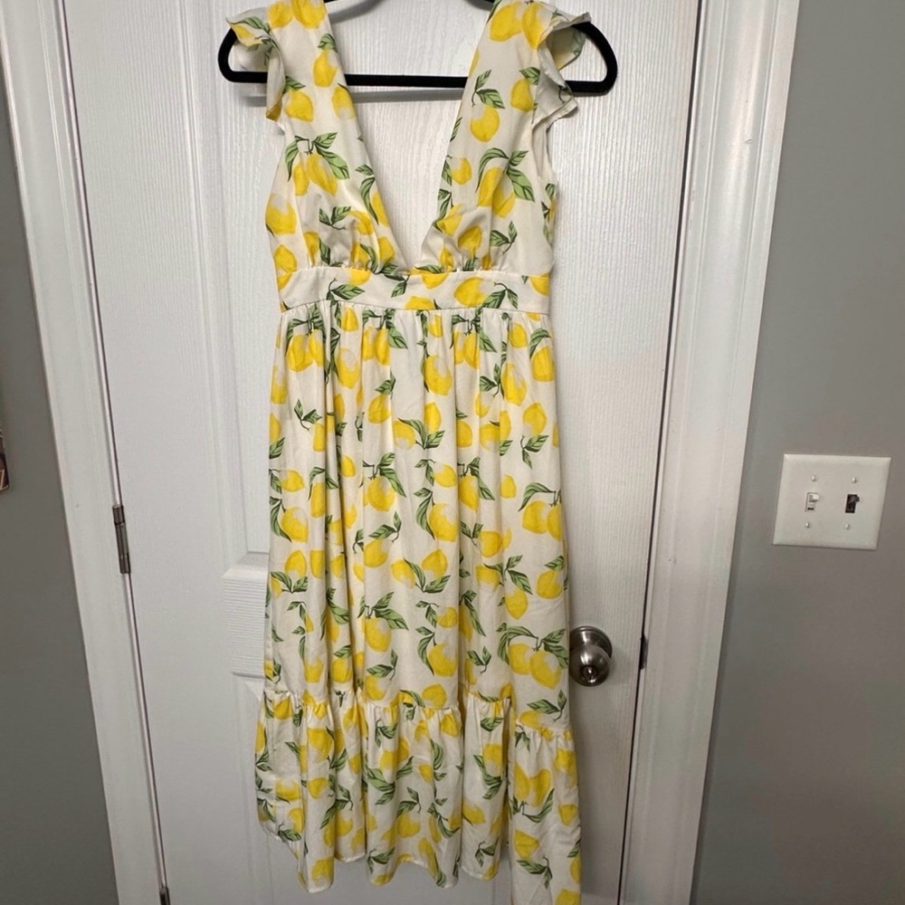 Lemon Print Midi Dress